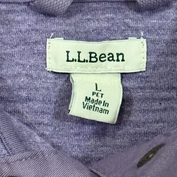 Women's L.L.Bean Lakewashed DoubleKnit 1/4 Snap Pullover Purple Womens L Petite - Picture 3 of 4